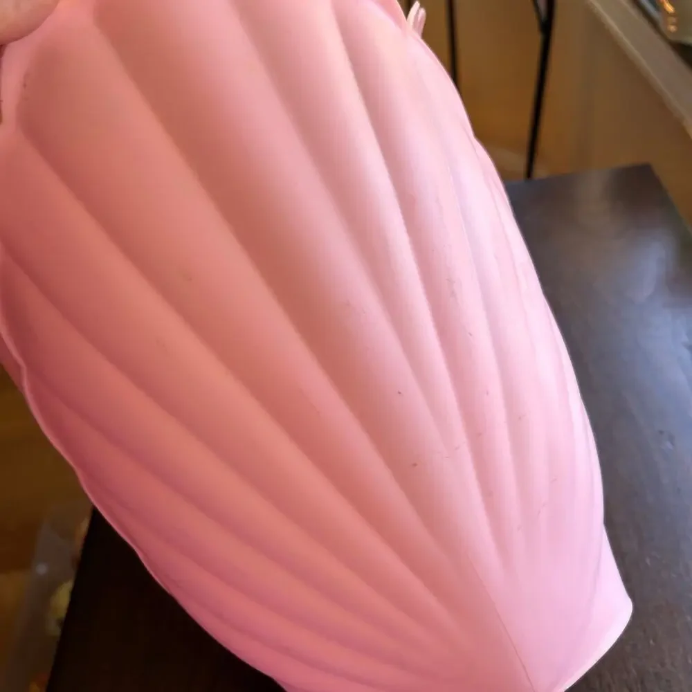 Vintage pink plastic trash can bin by Fesco shell design